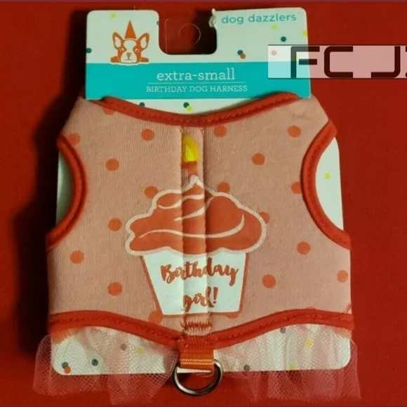 DOG DAZZLERS Pink "BIRTHDAY GIRL" Harness  Puppy/Dog XS - NEW - Picture 2 of 6